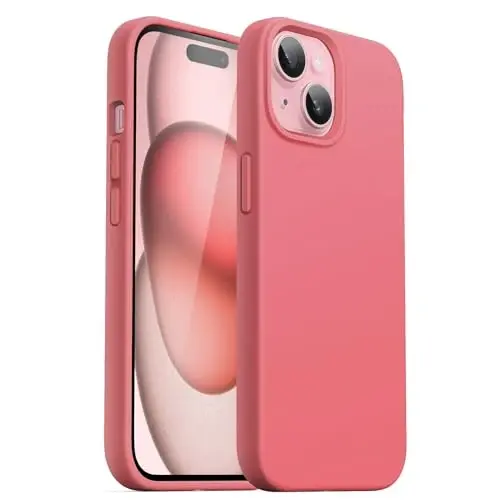 JETech Silicone Case for iPhone 15 6.1-Inch, Silky-Soft Touch Full-Body Protective Phone Case, Shockproof Cover (Guava) - 1