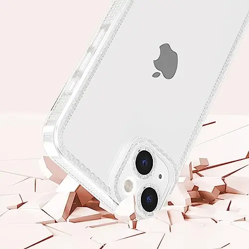ZTOFERA Designed for iPhone 15 6.1 inch,Sparkly Cute Clear Case for Women Girls,Glitter Bling Flexible Soft TPU Silicone Bumper Protective Cover for iPhone 15,Clear - 3