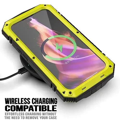 iPhone 15 Case 6.1inch Heavy Duty Rugged [Aluminium Stan] Military Grade Metal Rubber [Built in Screen Protector Camera Lens ] Phone Cover (, iPhone 15 6.1'' 2023 uchun mos) Yellow - 3