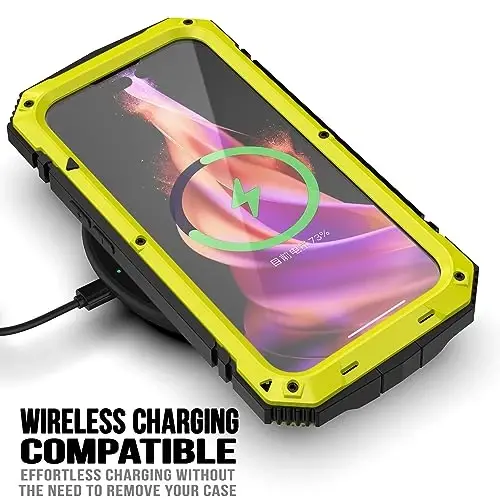 iPhone 15 Case 6.1inch Heavy Duty Rugged [Aluminium Stan] Military Grade Metal Rubber [Built in Screen Protector Camera Lens ] Phone Cover (, iPhone 15 6.1'' 2023 uchun mos) Yellow - 3