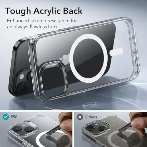 ESR for iPhone 15 Case, Compatible with MagSafe, Military-Grade Protection, Yellowing Resistant, Scratch-Resistant Back, Magnetic Phone Case for iPhone 15, Classic Series, Clear - 5