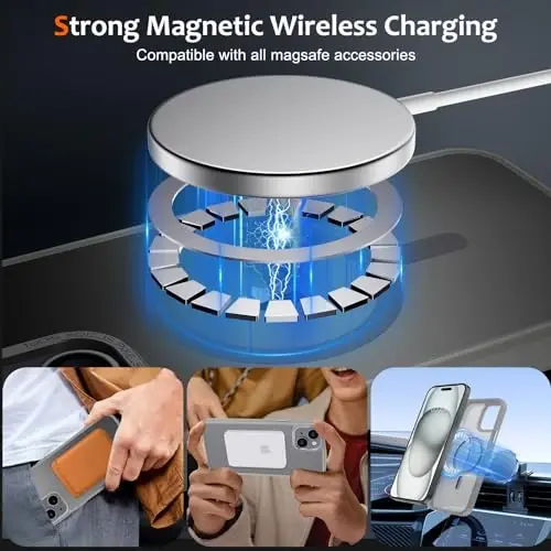 Anuck Case for iPhone 15 Case Magnetic Phone Case Compatible with MagSafe, Soft TPU Bumper Hard Translucent Matte Back Slim Fit Shockproof Protective Cover for Men Women Girls - Gray - ANUCK (1)