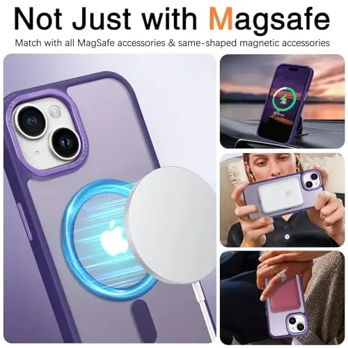 iPhone 15 için BENTOBEN Kılıfı, iPhone15 Telefon Kılıfı MagSafe ile Uyumlu, Yarı Saydam Mat Manyetik Kapak Darbeye Dayanıklı Kadın Kız Koruyucu Sevimli Kılıf iPhone 15 6.1
