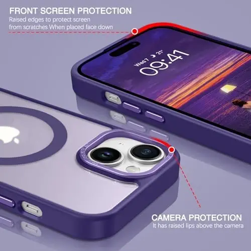 iPhone 15 için BENTOBEN Kılıfı, iPhone15 Telefon Kılıfı MagSafe ile Uyumlu, Yarı Saydam Mat Manyetik Kapak Darbeye Dayanıklı Kadın Kız Koruyucu Sevimli Kılıf iPhone 15 6.1