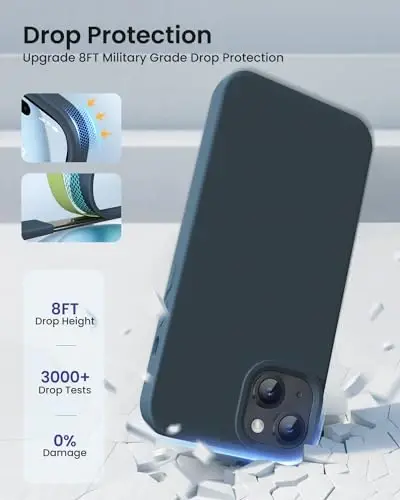 BUYDOT for iPhone 15 Case Liquid Silicone Slim Shockproof Protective Cover 6.1 Inch Anti-Scratch Drop Protection,Deep Navy - 4
