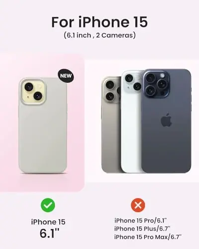 BUYDOT for iPhone 15 Case Liquid Silicone Slim Shockproof Protective Cover 6.1 Inch Anti-Scratch Drop Protection,Stone - 6