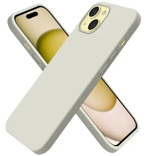 BUYDOT for iPhone 15 Case Liquid Silicone Slim Shockproof Protective Cover 6.1 Inch Anti-Scratch Drop Protection,Stone - 1