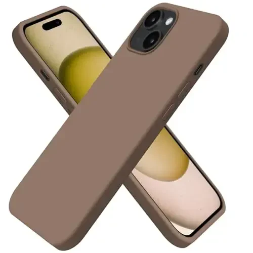 BUYDOT for iPhone 15 Case Liquid Silicone Slim Shockproof Protective Cover 6.1 Inch Anti-Scratch Drop Protection,Light Brown 