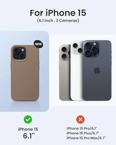 BUYDOT for iPhone 15 Case Liquid Silicone Slim Shockproof Protective Cover 6.1 Inch Anti-Scratch Drop Protection,Light Brown - 6