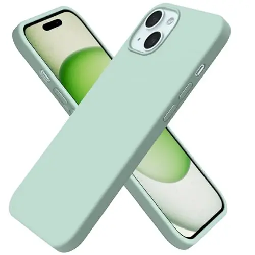 BUYDOT for iPhone 15 Case Liquid Silicone Slim Shockproof Protective Cover 6.1 Inch Anti-Scratch Drop Protection,Light Mint - 1