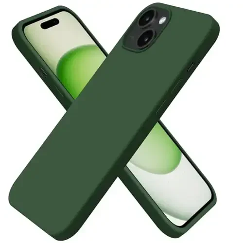 BUYDOT for iPhone 15 Case Liquid Silicone Slim Shockproof Protective Cover 6.1 Inch Anti-Scratch Drop Protection,Pine Green - BUYDOT