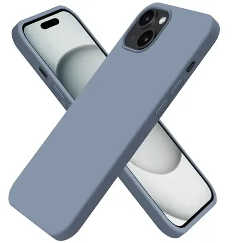BUYDOT for iPhone 15 Case Liquid Silicone Slim Shockproof Protective Cover 6.1 Inch Anti-Scratch Drop Protection,Lavender Gray - 1