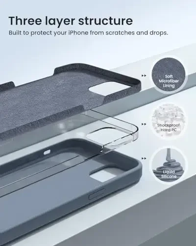 BUYDOT for iPhone 15 Case Liquid Silicone Slim Shockproof Protective Cover 6.1 Inch Anti-Scratch Drop Protection,Lavender Gray - BUYDOT (1)