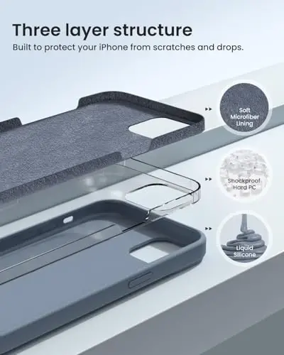 BUYDOT for iPhone 15 Case Liquid Silicone Slim Shockproof Protective Cover 6.1 Inch Anti-Scratch Drop Protection,Lavender Gray - 2