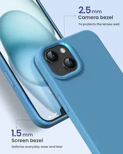BUYDOT for iPhone 15 Case Liquid Silicone Slim Shockproof Protective Cover 6.1 Inch Anti-Scratch Drop Protection,Cornflower - 3