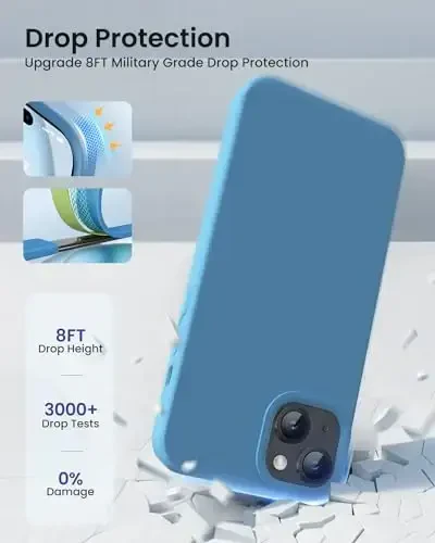 BUYDOT for iPhone 15 Case Liquid Silicone Slim Shockproof Protective Cover 6.1 Inch Anti-Scratch Drop Protection,Cornflower - 4