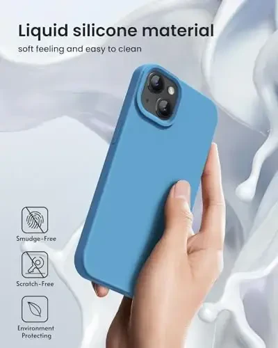 BUYDOT for iPhone 15 Case Liquid Silicone Slim Shockproof Protective Cover 6.1 Inch Anti-Scratch Drop Protection,Cornflower - 5