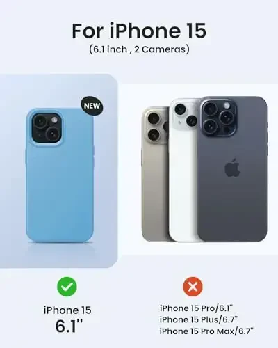 BUYDOT for iPhone 15 Case Liquid Silicone Slim Shockproof Protective Cover 6.1 Inch Anti-Scratch Drop Protection,Cornflower - 6