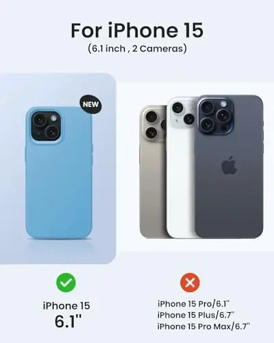 BUYDOT for iPhone 15 Case Liquid Silicone Slim Shockproof Protective Cover 6.1 Inch Anti-Scratch Drop Protection,Cornflower - 6