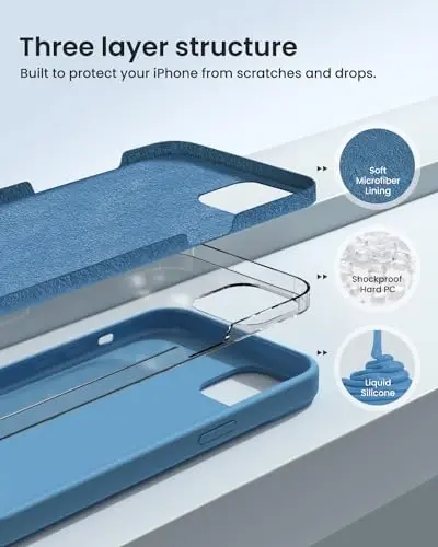 BUYDOT for iPhone 15 Case Liquid Silicone Slim Shockproof Protective Cover 6.1 Inch Anti-Scratch Drop Protection,Cornflower - BUYDOT (1)