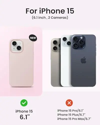 BUYDOT for iPhone 15 Case Liquid Silicone Slim Shockproof Protective Cover 6.1 Inch Anti-Scratch Drop Protection,Pink Sand - 6