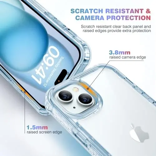 Diaclara Designed for iPhone 15 Case, Full Body Rugged Case with Built-in Touch Sensitive Anti-Scratch Screen Protector, with Camera Lens Protector for iPhone 15 6.1