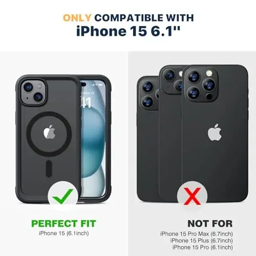 Diaclara Magnetic Designed for iPhone 15 Case, Compatible with MagSafe Built-in Touch Sensitive Anti-Scratch Screen Protector, with Camera Lens Protector for iPhone 15 6.1