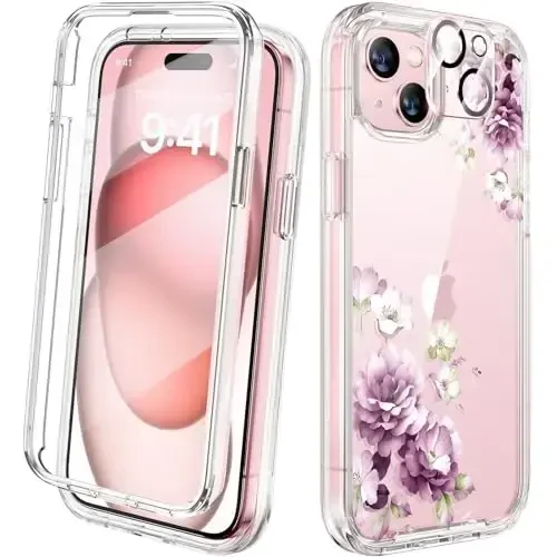 Diaclara Designed for iPhone 15 Case, Full Body Rugged Case with Built-in Touch Sensitive Anti-Scratch Screen Protector, with Camera Lens Protector for iPhone 15 6.1