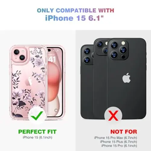 Diaclara Designed for iPhone 15 Case, Full Body Rugged Case with Built-in Touch Sensitive Anti-Scratch Screen Protector, with Camera Lens Protector for iPhone 15 6.1
