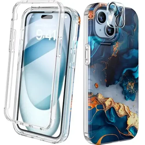 Diaclara Designed for iPhone 15 Case, Full Body Rugged Case with Built-in Touch Sensitive Anti-Scratch Screen Protector, with Camera Lens Protector for iPhone 15 6.1