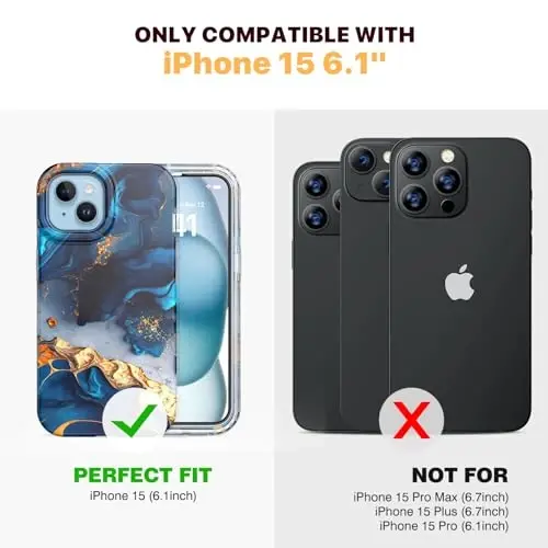 Diaclara Designed for iPhone 15 Case, Full Body Rugged Case with Built-in Touch Sensitive Anti-Scratch Screen Protector, with Camera Lens Protector for iPhone 15 6.1