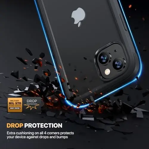 Diaclara Designed for iPhone 15 Case 6.1 Inch,Upgraded Full Body Rugged Clear Bumper Case with Built-in Privacy Screen Protector for iPhone 15,Black - 2