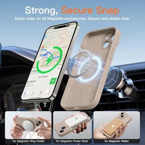 Magnetic for iPhone 15 Case with Screen Protector - Wireless Charging Compatible - Upgraded Camera Protection - Silicone Shockproof Protective Phone Case for iPhone 15 6.1
