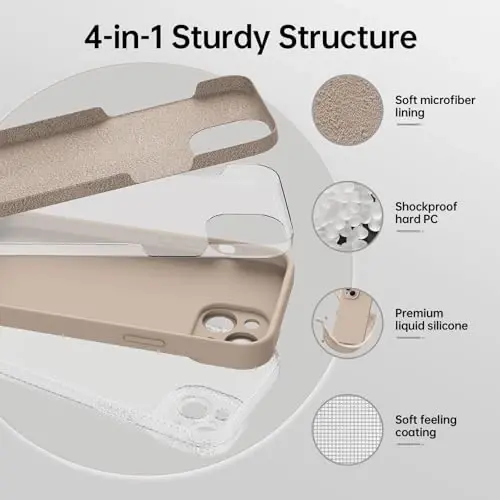 Magnetic for iPhone 15 Case with Screen Protector - Wireless Charging Compatible - Upgraded Camera Protection - Silicone Shockproof Protective Phone Case for iPhone 15 6.1