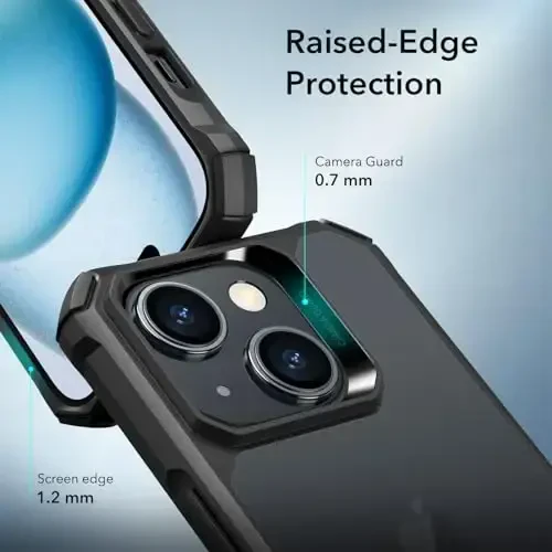 ESR for iPhone 15 Case, Military-Grade Protection with Shock-Absorbing Corners, Scratch-Resistant and Anti-Yellowing Acrylic Back, Slim Protective Phone Case, Air-Armor Series, Frosted Black - 4
