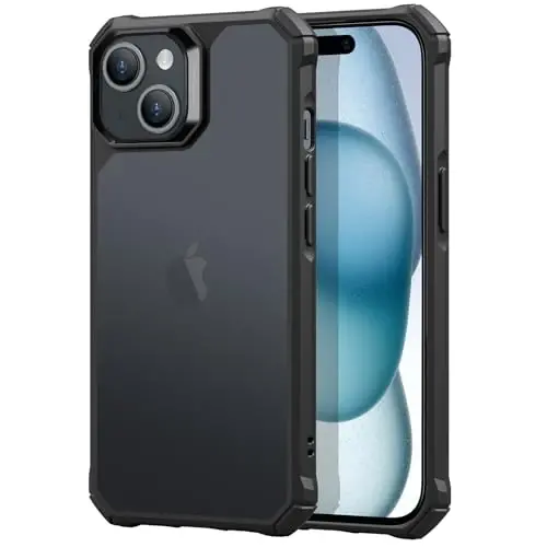 ESR for iPhone 15 Case, Military-Grade Protection with Shock-Absorbing Corners, Scratch-Resistant and Anti-Yellowing Acrylic Back, Slim Protective Phone Case, Air-Armor Series, Frosted Black - 1