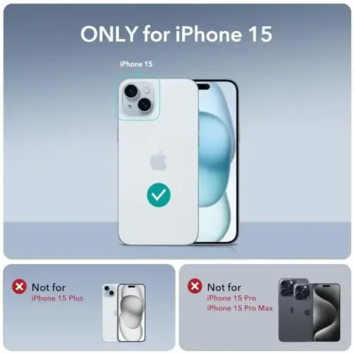 ESR for iPhone 15 Case, Compatible with MagSafe, Military-Grade Protective Case, Built-in Stash Stand Phone Case, Scratch-Resistant Back Cover, Classic Series, Clear Black - 2