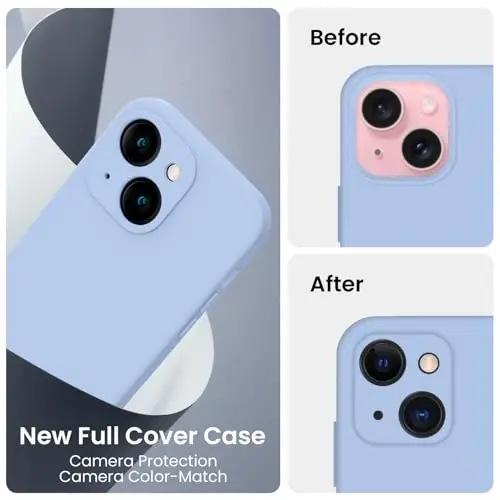 FireNova Designed for iPhone 15 Case, Silicone Upgraded [Camera Protection] Phone Case, Soft Anti-Scratch Microfiber Lining Inside, 6.1 inch, Light Blue - 3
