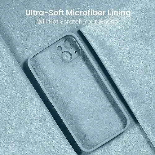 FireNova Designed for iPhone 15 Case, Silicone Upgraded [Camera Protection] Phone Case with [2 Screen Protectors], Soft Anti-Scratch Microfiber Lining Inside, 6.1 inch, Sky Blue - 5