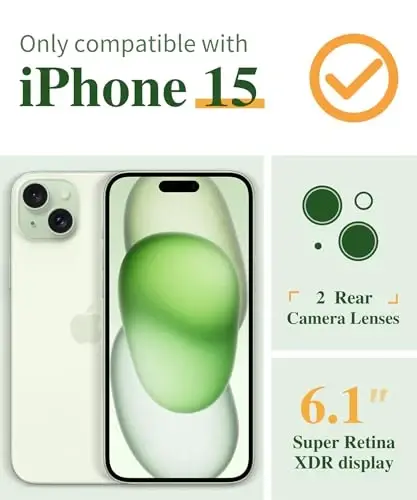 iPhone 15 için GVIEWIN Çiçekli Kılıf, Ekran Koruyucu ve Kamera Lensi Koruyucu ile, [Sararma Yapmaz] Kadınlar için Yumuşak Darbeye Dayanıklı Şeffaf Telefon Koruyucu Kılıf, Çiçek Desenli Tasarım 6.1