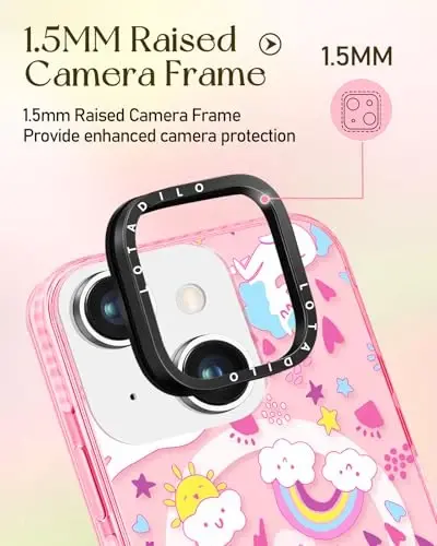 Lotadilo for iPhone 15 Case for Women - Girls Kawaii Design Compatible with Magsafe Magnetic Ring Holder Stand Rainbow Horse Phone Covers Aesthetic Girly TPU Funda for 15 - 3