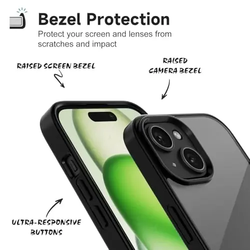 iPhone 15 için LoeoeL Kılıfı Şeffaf, Transparan Hibrit 15 Telefon Kılıfı [Sert Plastik ve Yumuşak Silikon Tampon] Akrilik Sararmayan İnce Koruyucu Kadın Kılıfı, Siyah - 4