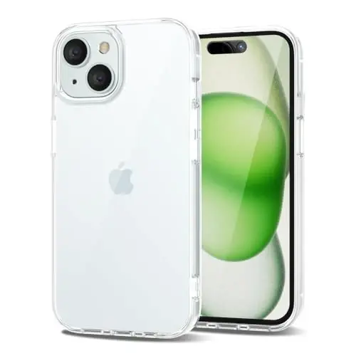 LoeoeL for iPhone 15 Case Clear, Transparent Hybrid 15 Phone Case [Hard Plastic & Soft Silicone Bumper] Acrylic Non Yellowing Thin Slim Protective Cover for Women, Crystal Clear 