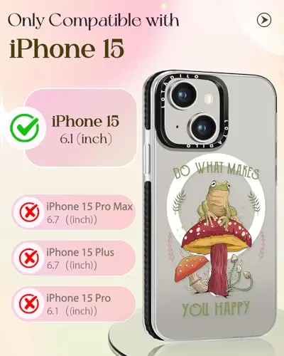 Lotadilo for iPhone 15 Case for Women - Girls Kawaii Design Compatible with Magsafe Magnetic Ring Holder Stand Mushroom Frog Phone Covers Aesthetic Girly TPU Funda for 15 - 2