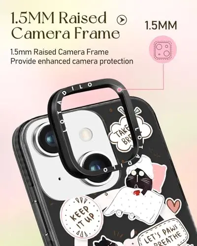 Lotadilo for iPhone 15 Case for Women - Girls Kawaii Design Compatible with Magsafe Magnetic Ring Holder Stand Black Cat Phone Covers Aesthetic Girly TPU Funda for 15 - 3