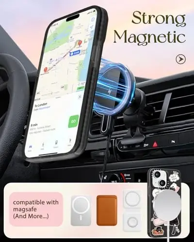 Lotadilo for iPhone 15 Case for Women - Girls Kawaii Design Compatible with Magsafe Magnetic Ring Holder Stand Black Cat Phone Covers Aesthetic Girly TPU Funda for 15 - 5