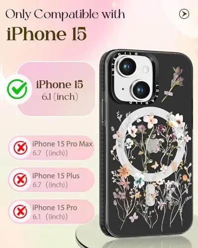 Lotadilo for iPhone 15 Case for Women - Girls Kawaii Design Compatible with Magsafe Magnetic Ring Holder Stand Foral Flower Phone Covers Aesthetic Girly TPU Funda for 15 - LOTADILO