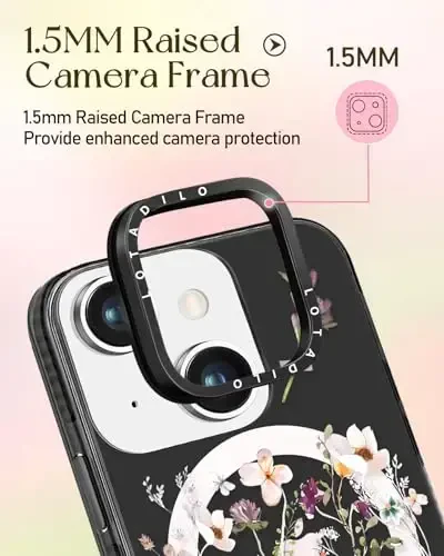 Lotadilo for iPhone 15 Case for Women - Girls Kawaii Design Compatible with Magsafe Magnetic Ring Holder Stand Foral Flower Phone Covers Aesthetic Girly TPU Funda for 15 - 3