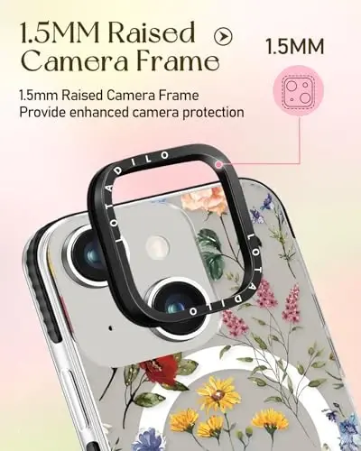 Lotadilo for iPhone 15 Case for Women - Girls Kawaii Design Compatible with Magsafe Magnetic Ring Holder Stand Retro Flower Phone Covers Aesthetic Girly TPU Funda for 15 - 3