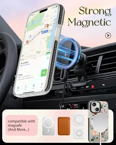 Lotadilo for iPhone 15 Case for Women - Girls Kawaii Design Compatible with Magsafe Magnetic Ring Holder Stand Retro Flower Phone Covers Aesthetic Girly TPU Funda for 15 - 5